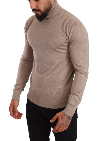 Beige Turtleneck Cashmere-silk Blend Sweater - Luxury for You