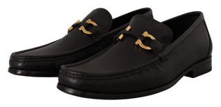 Elegant Black Calf Leather Loafers