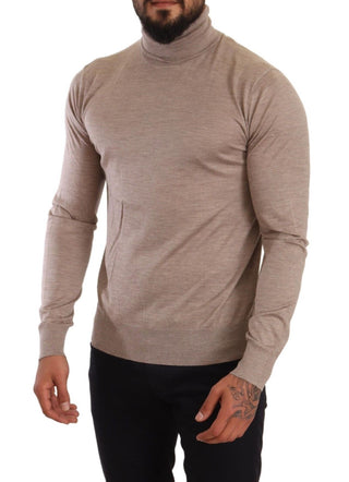 Beige Turtleneck Cashmere-silk Blend Sweater - Luxury for You