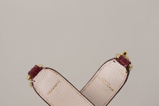 Elegant Python Leather Bag Strap In Bordeaux