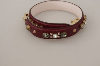 Elegant Python Leather Bag Strap In Bordeaux