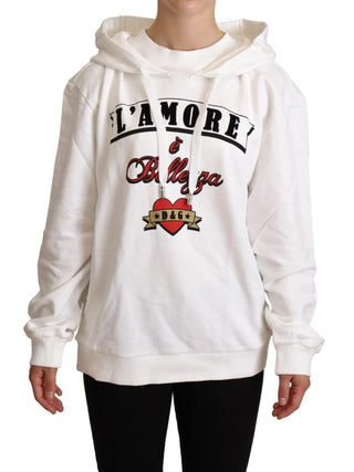 White L'amore Motive Hooded Sweater - Luxury for You