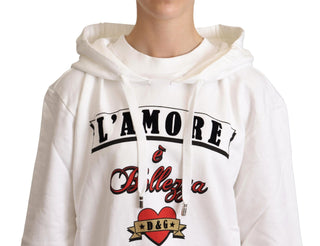 White L'amore Motive Hooded Sweater - Luxury for You