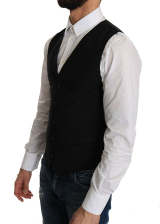 Sleek Black Wool Blend Formal Vest - Luxury for You