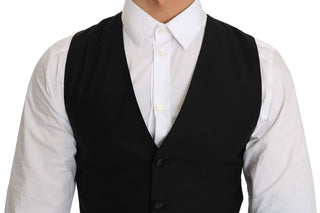 Sleek Black Wool Blend Formal Vest - Luxury for You