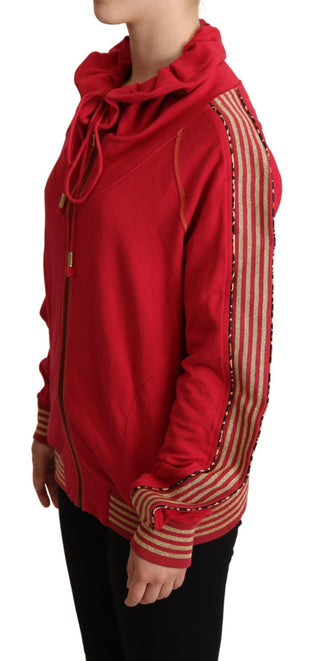 Radiant Red Cotton Full Zip Hooded Jacket - Luxury for You