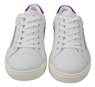 Chic White Leather Sneakers With Purple Accents - Luxury for You