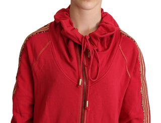 Radiant Red Cotton Full Zip Hooded Jacket - Luxury for You