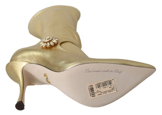 Elegant Gold Ankle Boots Socks With Rhinestones - Luxury for You