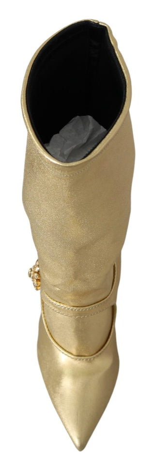 Elegant Gold Ankle Boots Socks With Rhinestones - Luxury for You