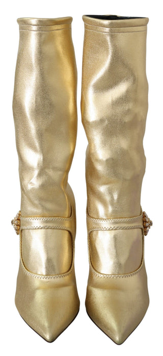 Elegant Gold Ankle Boots Socks With Rhinestones - Luxury for You