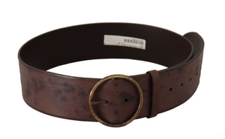 Elegant Dark Brown Leather Belt With Logo Buckle