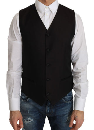 Elegant Black Silk Blend Formal Vest - Luxury for You