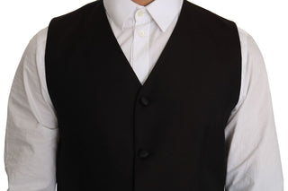 Elegant Black Silk Blend Formal Vest - Luxury for You