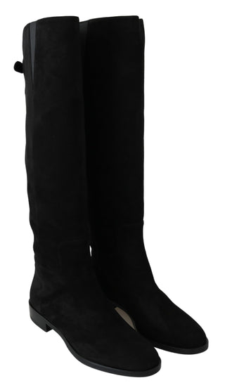 Elegant Black Suede Knee High Boots - Luxury for You