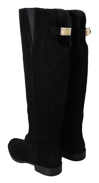 Elegant Black Suede Knee High Boots - Luxury for You