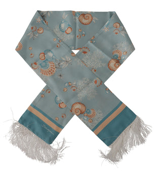 Elegant Silk Scarf With Shell Motif