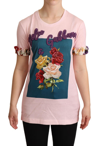 Elegant Floral Rose Applique T-shirt - Luxury for You