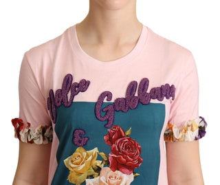 Elegant Floral Rose Applique T-shirt - Luxury for You