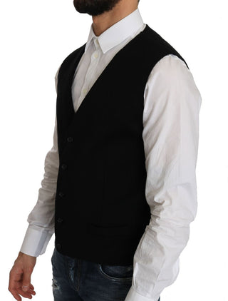 Sleek Black Cotton Formal Vest - Luxury for You