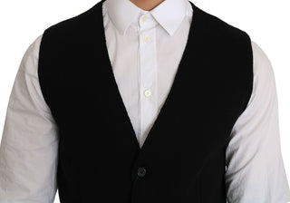 Sleek Black Cotton Formal Vest - Luxury for You