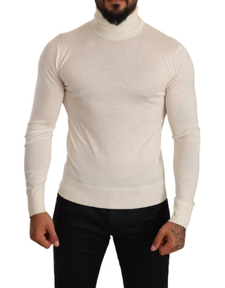 Ivory Cashmere-silk Blend Turtleneck Sweater - Luxury for You