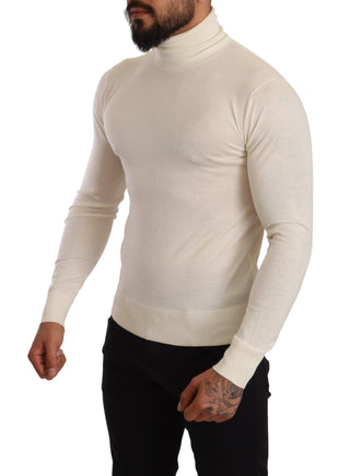 Ivory Cashmere-silk Blend Turtleneck Sweater - Luxury for You