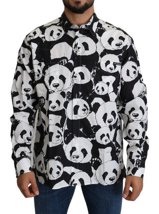 Panda Print Pure Cotton Shirt - Black White - Luxury for You