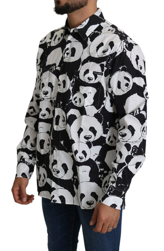 Panda Print Pure Cotton Shirt - Black White - Luxury for You