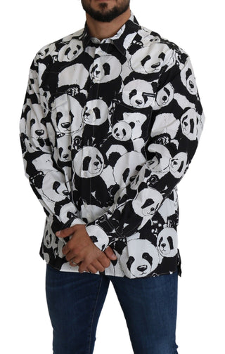 Panda Print Pure Cotton Shirt - Black White - Luxury for You