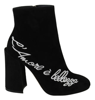 Embroidered Ankle Boots In Lambskin Suede - Luxury for You