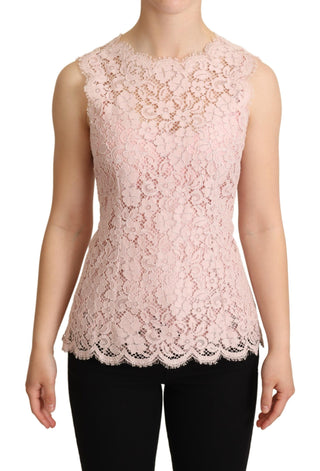 Elegant Pink Lace Sleeveless Blouse - Luxury for You