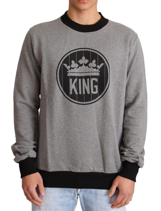 Elegant Gray Crown Motif Crewneck Sweater - Luxury for You