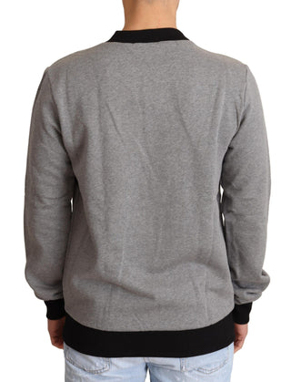 Elegant Gray Crown Motif Crewneck Sweater - Luxury for You