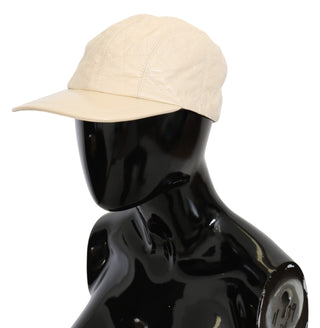 Elegant White Lambskin Leather Baseball Cap - Luxury for You