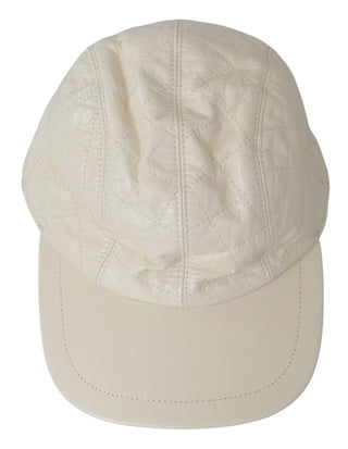 Elegant White Lambskin Leather Baseball Cap - Luxury for You