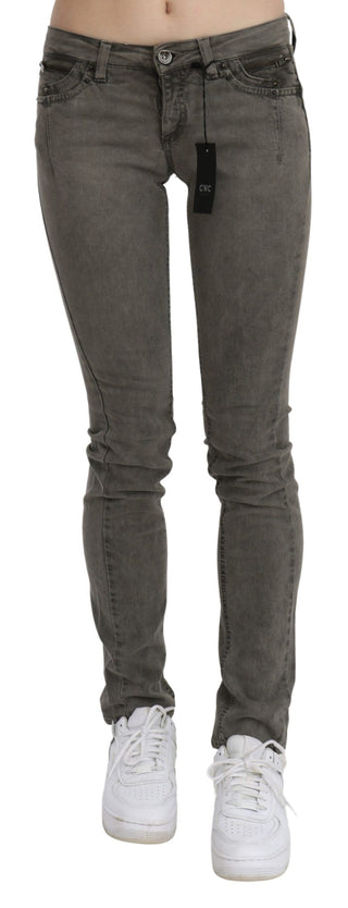 Chic Gray Slim Fit Cotton Jeans - Luxury for You