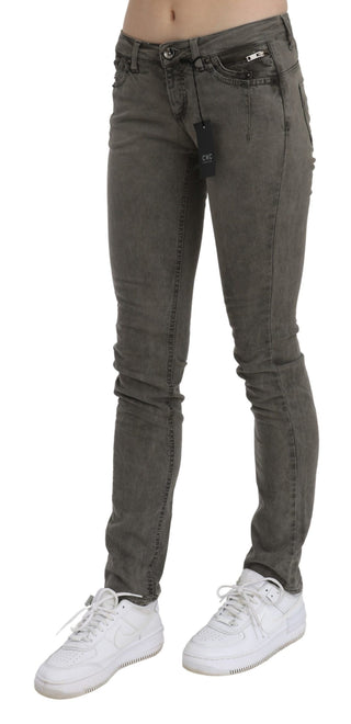 Chic Gray Slim Fit Cotton Jeans - Luxury for You