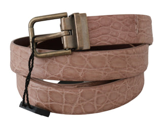 Elegant Exotic Skin Brushed Gold Buckle Belt - Luxury for You