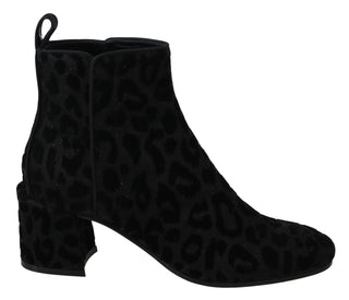 Elegant Black Leopard Print Short Boots - Luxury for You