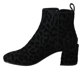 Elegant Black Leopard Print Short Boots - Luxury for You