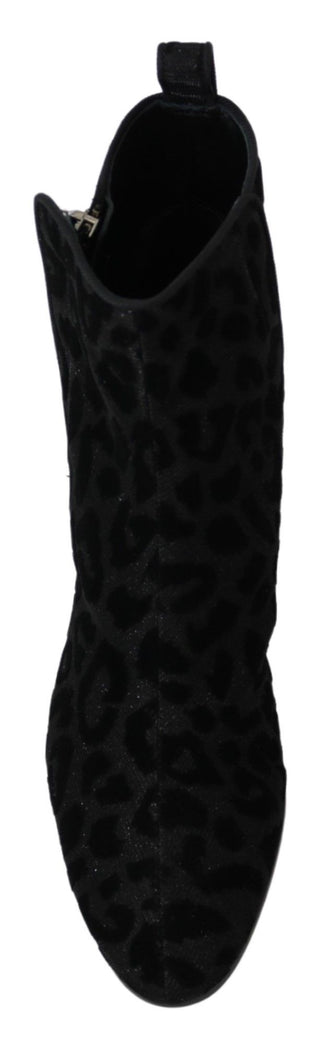 Elegant Black Leopard Print Short Boots - Luxury for You