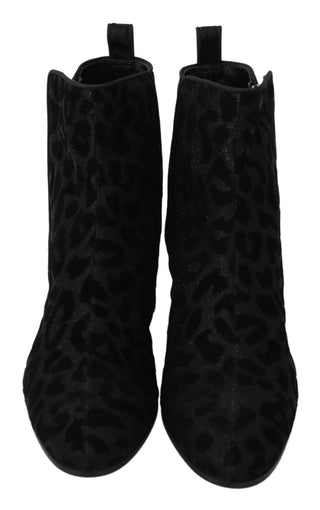 Elegant Black Leopard Print Short Boots - Luxury for You