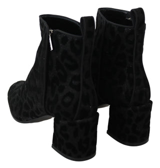 Elegant Black Leopard Print Short Boots - Luxury for You