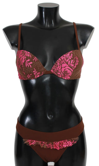 Chic Pink And Brown Two-piece Swimsuit - Luxury for You