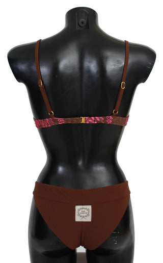 Chic Pink And Brown Two-piece Swimsuit - Luxury for You