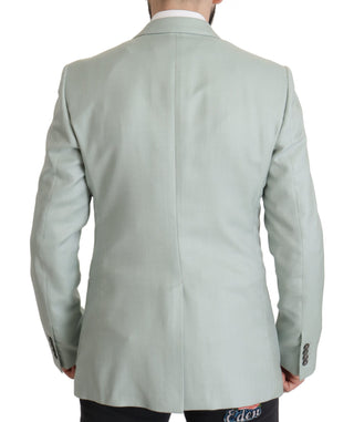 Elegant Mint Green Silk-cashmere Blazer