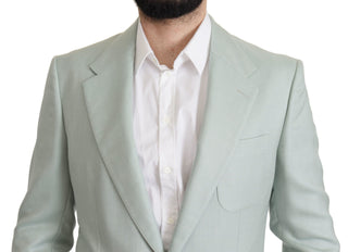 Elegant Mint Green Silk-cashmere Blazer