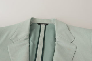 Elegant Mint Green Silk-cashmere Blazer