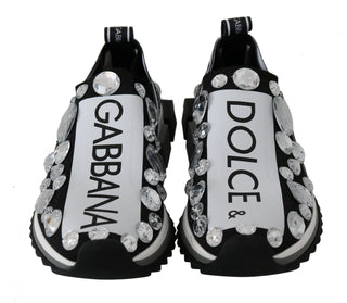 Chic Monochrome Crystal Studded Sneakers - Luxury for You